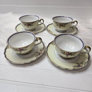 VTG (4) Tea Cup & Saucer Sets #1328 The Minto Paul Muller Selb Bavaria Germany